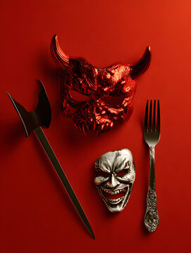 knife and fork on white