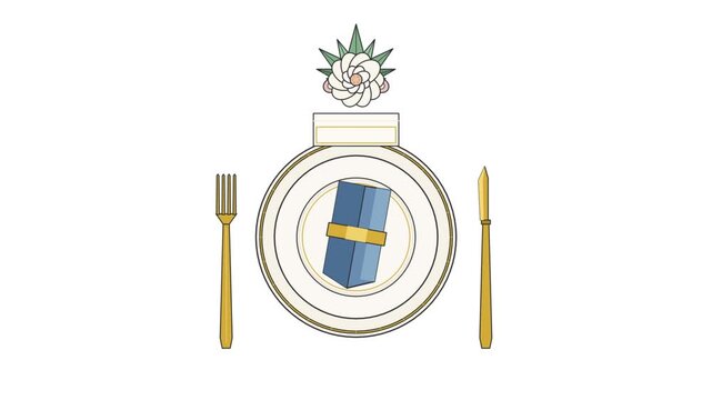 Minimalist Table Setting Animation of Napkin on a Plate