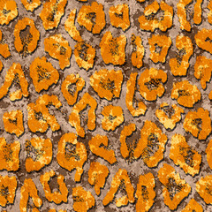 Seamless leopard animal print pattern with textured golden yellow spots for fashion, textile, and background design © OpiRaka