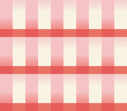 Pink red plaid checkered background with halftone stipple effect seamless pattern