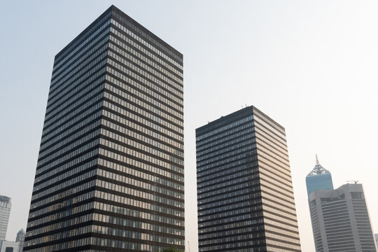 Modern High-Rise Buildings Against a Bright Sky