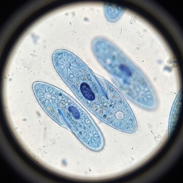 Light Micrograph Of Paramecium Caudatum Highlighting Ciliate Protozoan Cellular Structure And Freshwater Microorganism Motility   