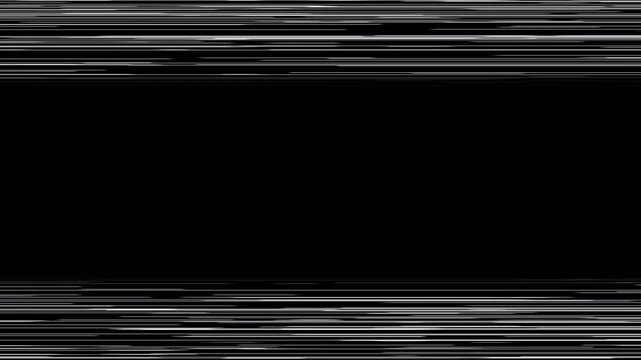 Horizontal top and bottom anime speed lines frame overlay for fast horizontal scrolling motion, manga action scenes, and comic book cinematic.
