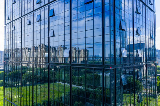 Glass Skyscraper Facade Reflecting
