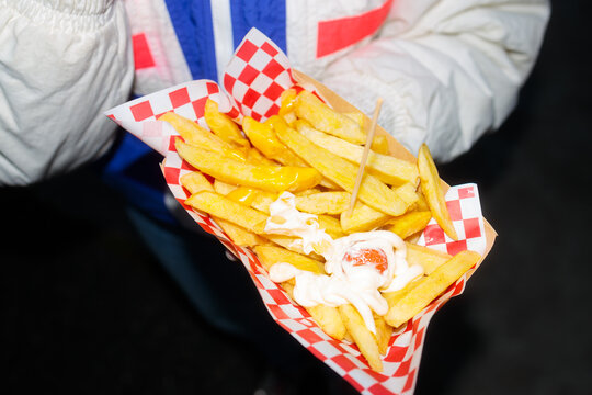 French fries in cardboard tray