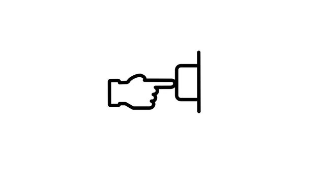 Pointing hand icon touching a connector plug, ideal for connection, plug in, interaction, click action, device link, user input and control concepts