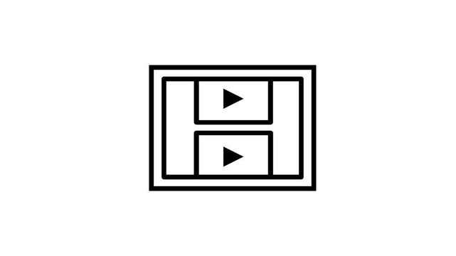Video player frame icon with a play button, ideal for media playback, streaming, multimedia, tutorial, screen layout, online video and entertainment