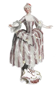 Traditional costumes after porcelain figures in Germany and Austria, Rococo, H&ouml;chst and Frankenthal, 1760, Historical, authentic, digitally restored reproduction from a 19th century model, Record date not stated