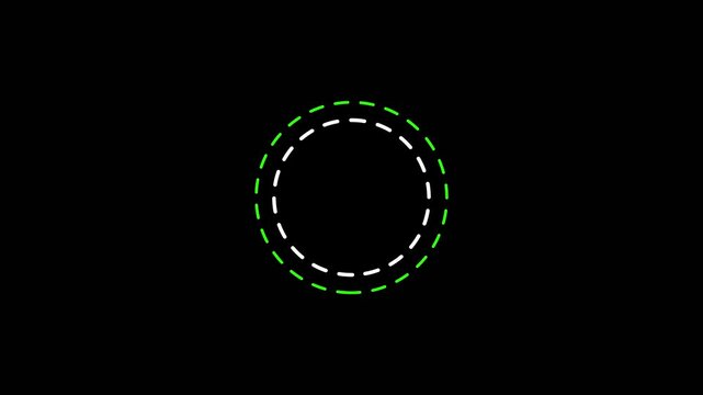 Minimalist concentric dashed circles animation,Green and White loading animation 4k Motion Graphics Concept..