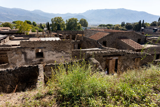 Ancient Ruins of Pompeii Archaeological Site Near Mount Vesuvius, Italy