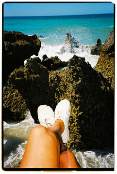 Coastal Rocks With Barefoot Sneakers