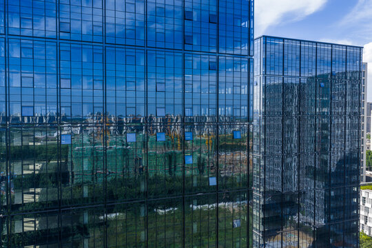 Glass Skyscraper Facade Reflecting