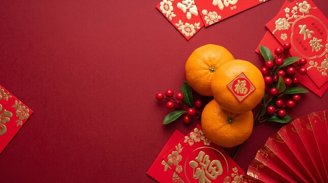 Celebrating the lunar new year with traditional symbols of good fortune and prosperity