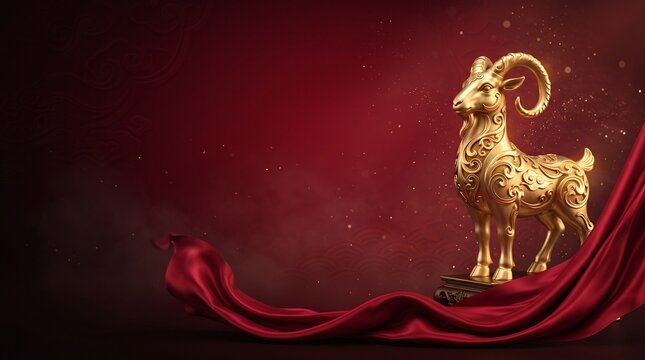 A stunning golden goat statue embodies the spirit of the lunar new year celebrations and prosperity