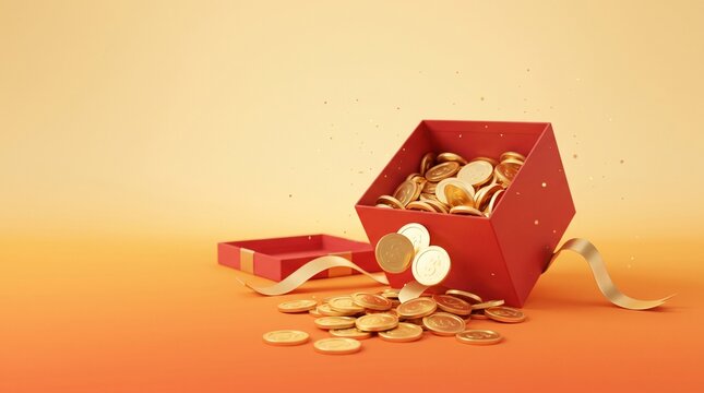 Celebrating chinese new year with red envelopes and golden coins symbolizing wealth and good fortune