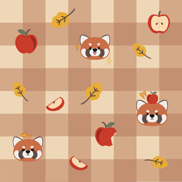 Red panda seamless pattern 15
