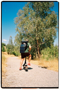 Traveler With Solar Backpack