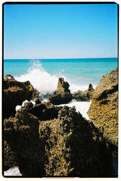 Ocean Waves Hitting Rocks