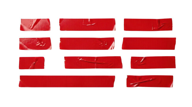 Red tape pieces isolated on transparent background