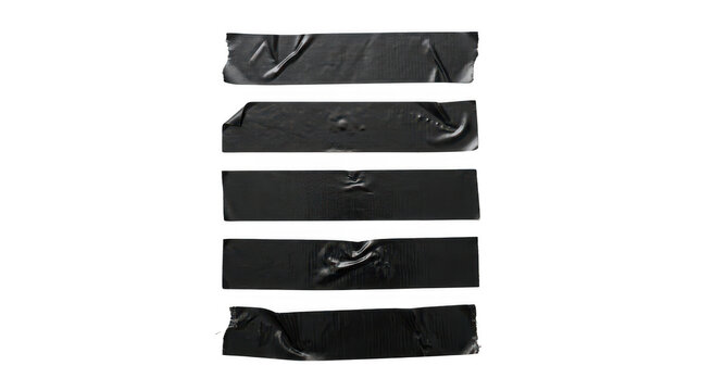 Black tape strips isolated on transparent background