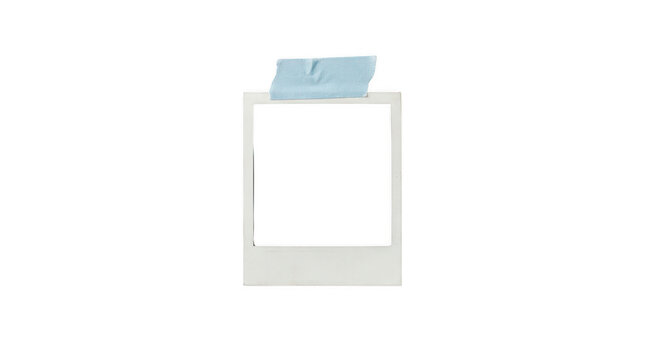 Photo frame with blue tape isolated on transparent background