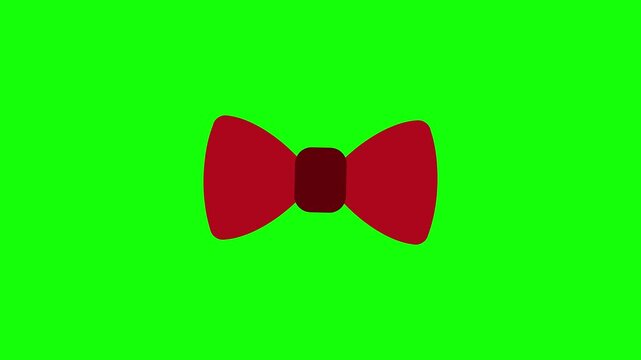 Red Bow Tie Ribbon Element Animated Isolated on Green Screen Chroma Key Loop