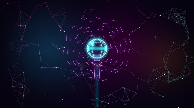 Abstract digital network plexus background with glowing nodes and connective lines, futuristic data visualization concept, dark neon cyan and purple technology backdrop for tech websites