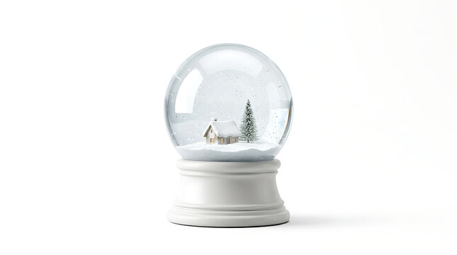 Title: Realistic Transparent Glass Snow Globe Mockup with Winter Snowfall