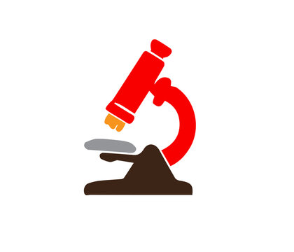 Red Laboratory Microscope Scientific Research Vector Icon