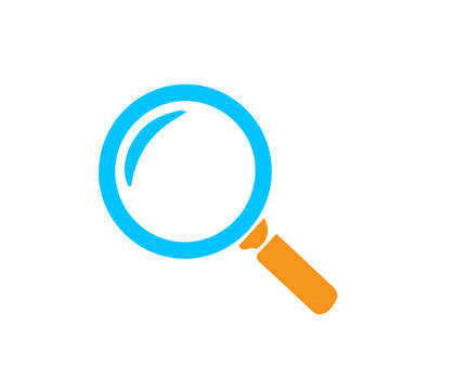 Blue Magnifying Glass with Orange Handle Search Vector Icon