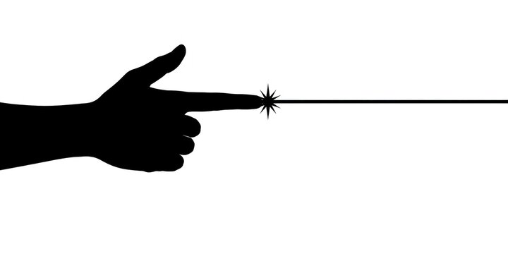 a finger shooting a laser beam