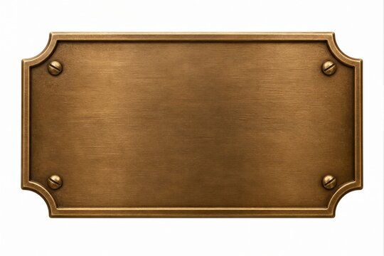 Blank brass plaque with decorative rounded corner frame
