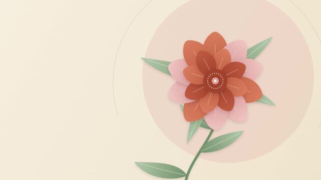 Minimalist floral vector animation blooming, abstract flower motion graphic element, decorative pastel spring botanical artwork