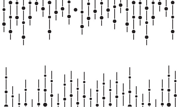 Abstract black and white sound wave vector background with minimal vertical lines and dots pattern