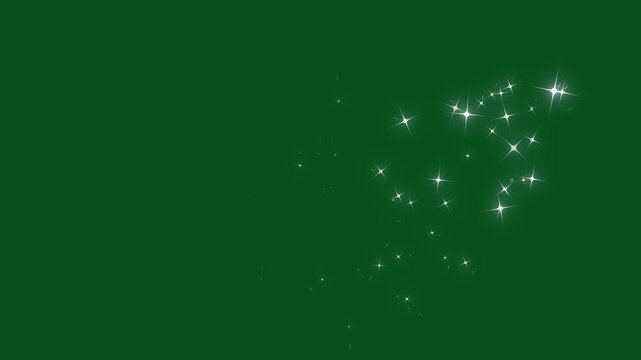Luxury white glitter sparkles line trail, magic pixie dust path, christmas twinkling stars, fairy particle trail and glowing light burst transition isolated on green screen video 4k