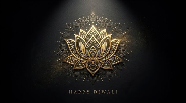 Intricate golden emblem with floral and geometric designs on a dark background
