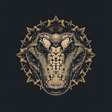 Wild reptile head close up shot with dark vignetting background
