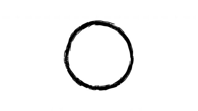Circle For Selection And Highlighting Hand Drawn Doodle Animation. Hand-Drawn Ring And Emphasis Mark. Focus Indicator For User Interfaces. 4K Loop With Alpha Channel.