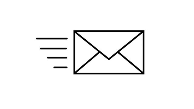Animated envelope mail icon representing email messaging communication newsletter notification and digital motion graphic concept on transparent background.