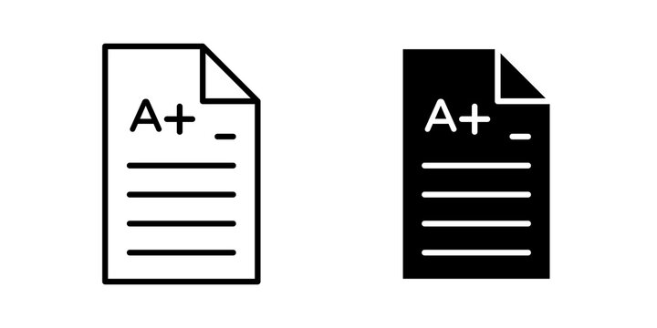 Report card icon flat outline in black
