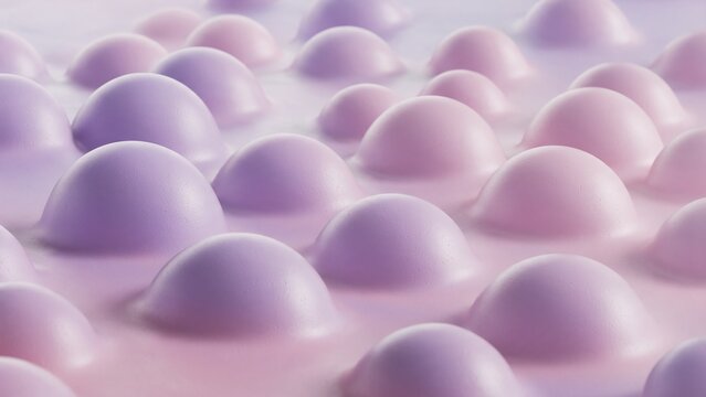 Rows of soft rounded dome shapes rising from a flat surface, pastel lavender and light pink