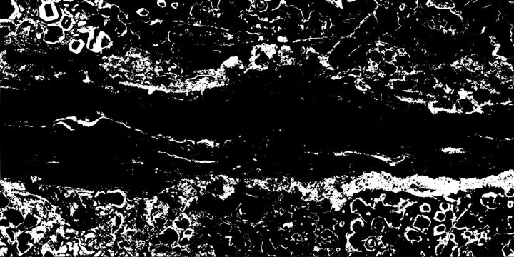 Monochrome texture composed of irregular graphic elements. Distressed uneven grunge background. Abstract vector illustration. 
