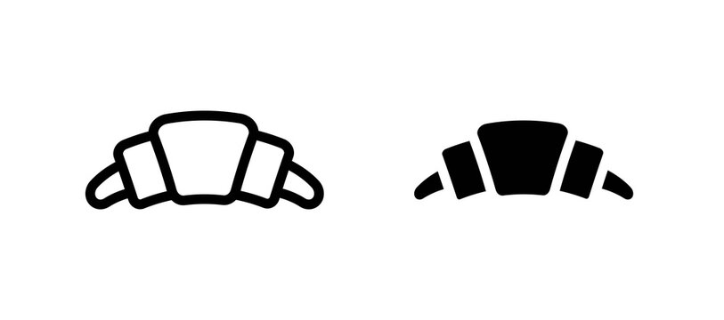 Croissant icon flat outline in black