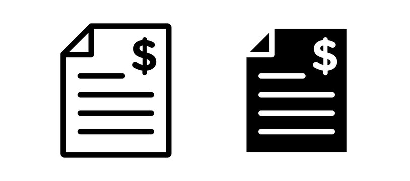 Invoice icon flat outline in black