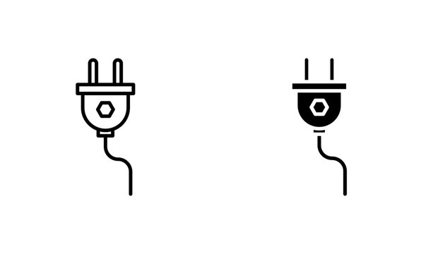 Plug icon flat outline in black