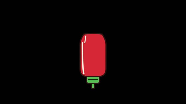 Minimalist Animated Red Ketchup Squeeze Bottle Icon