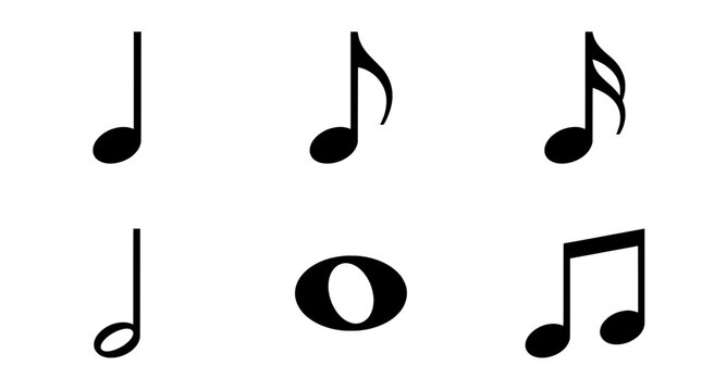 Minimalist music notes vector set, black musical symbols collection for audio design