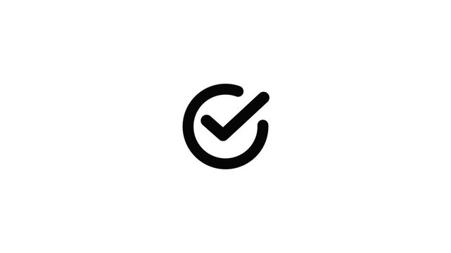 Check mark icon white color. check mark animation motion.4k motion video.