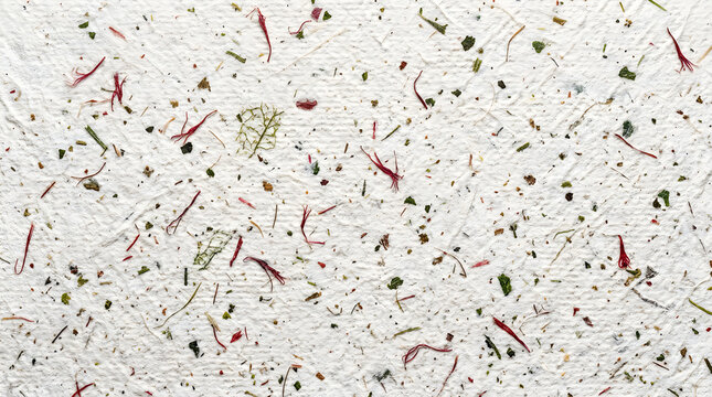 Small pink flower petals and dark dry twigs scattered on a light surface texture pattern