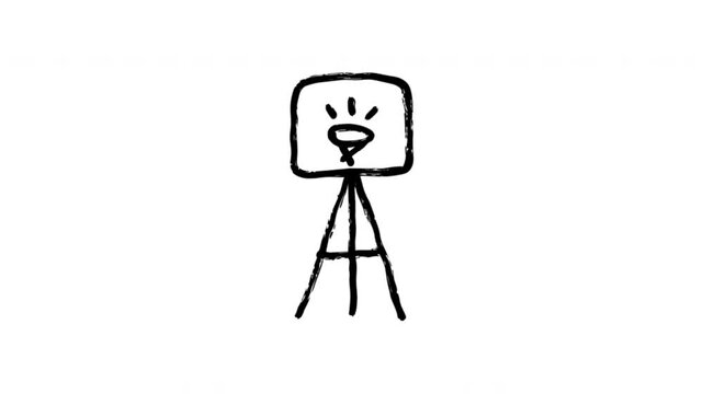 Presentation Board For Lessons And Business Meetings Wiggle Doodle Animation With Alpha Channel. Flip Chart And Teaching Display, Transparent Background. 4K Loop Hand Drawn Icon.
